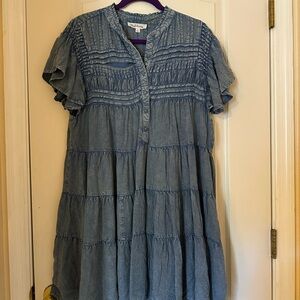 Madewell Light Blue Tiered Mini Dress